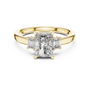 Radiant and Emerald Cut Three-stone Lab Grown Trilogy Engagement Ring in Solid Rose Gold