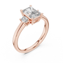 Radiant and Emerald Cut Three-stone Lab Grown Trilogy Engagement Ring in Solid Rose Gold