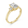 Radiant and Emerald Cut Three-stone Lab Grown Trilogy Engagement Ring in Solid Rose Gold