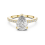 Pear-shaped Solitaire Lab Grown Engagement Ring Featuring a Delicate Pave Band