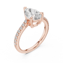 Pear-shaped Solitaire Lab Grown Engagement Ring Featuring a Delicate Pave Band