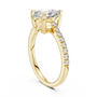 Pear-shaped Solitaire Lab Grown Engagement Ring Featuring a Delicate Pave Band