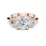 Trilogy Engagement Ring with Three Round-cut Lab Grown in Solid Rose Gold