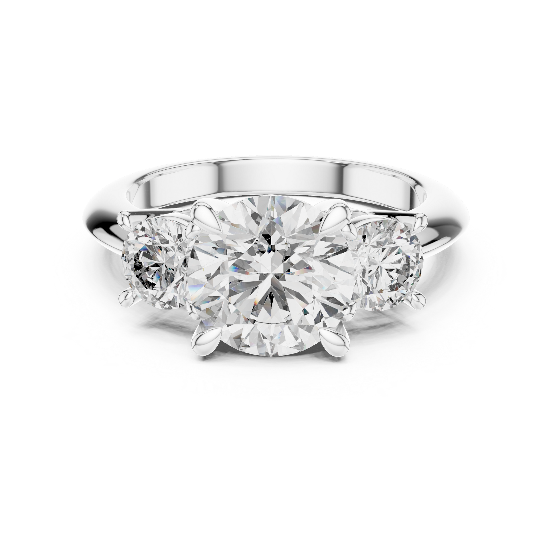 Trilogy Engagement Ring with Three Round-cut Lab Grown in Solid Rose Gold