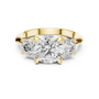 Trilogy Engagement Ring with Three Round-cut Lab Grown in Solid Rose Gold