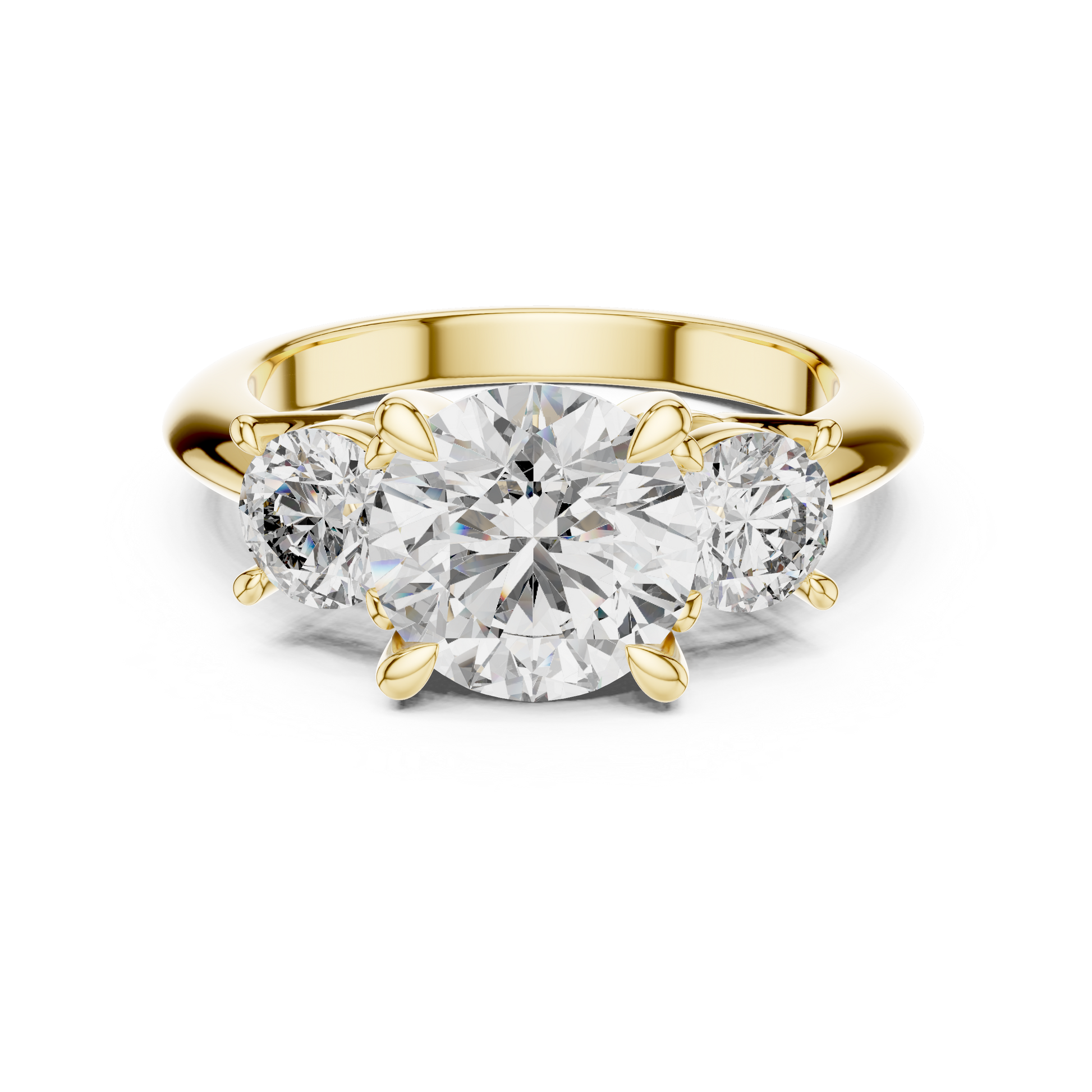 Trilogy Engagement Ring with Three Round-cut Lab Grown in Solid Rose Gold