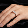3.50 TCW Trilogy Engagement Ring with Three Round-cut Lab Grown in Solid Rose Gold