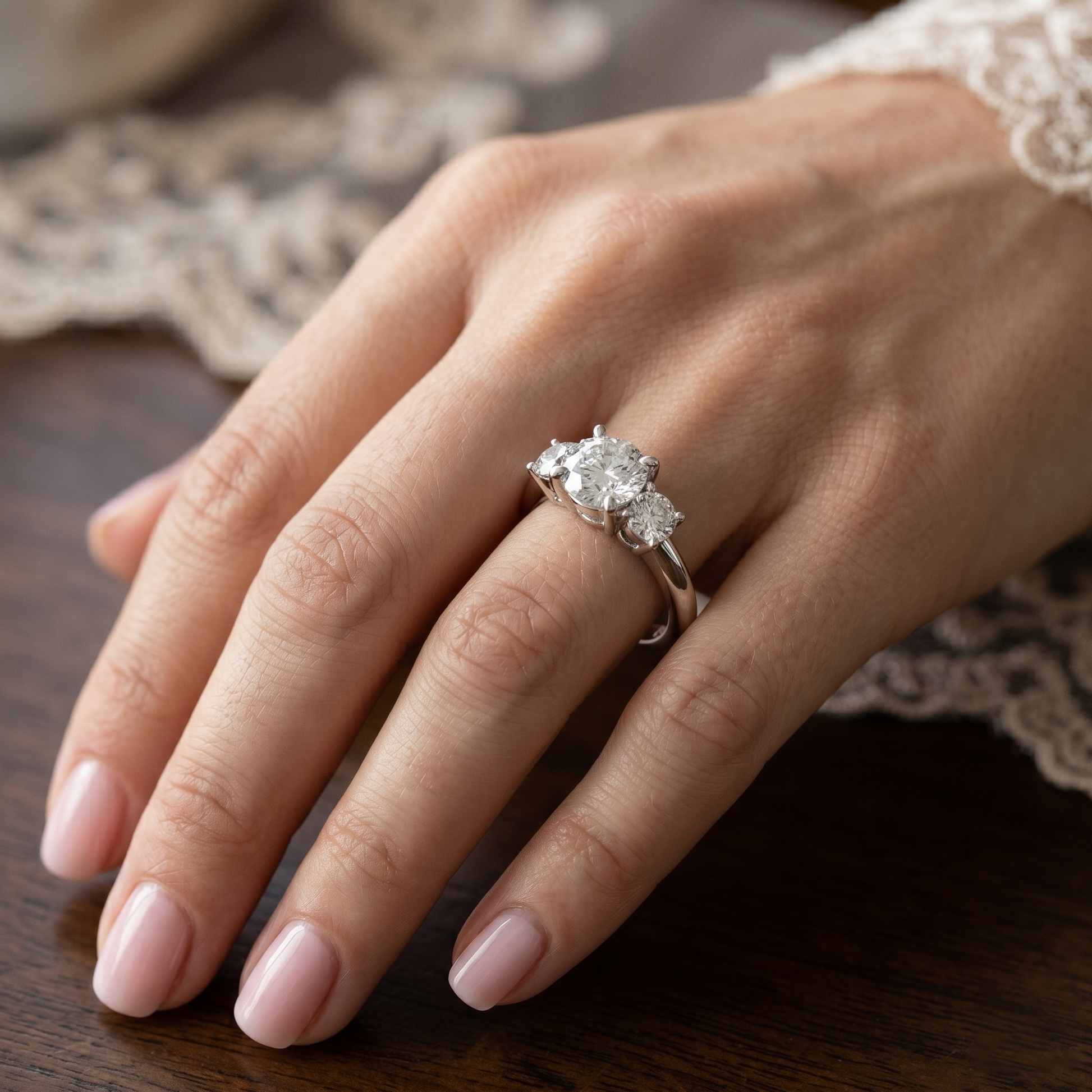 3.50 TCW Trilogy Engagement Ring with Three Round-cut Lab Grown in Solid Rose Gold