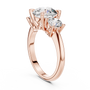 Trilogy Engagement Ring with Three Round-cut Lab Grown in Solid Rose Gold