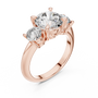 Trilogy Engagement Ring with Three Round-cut Lab Grown in Solid Rose Gold