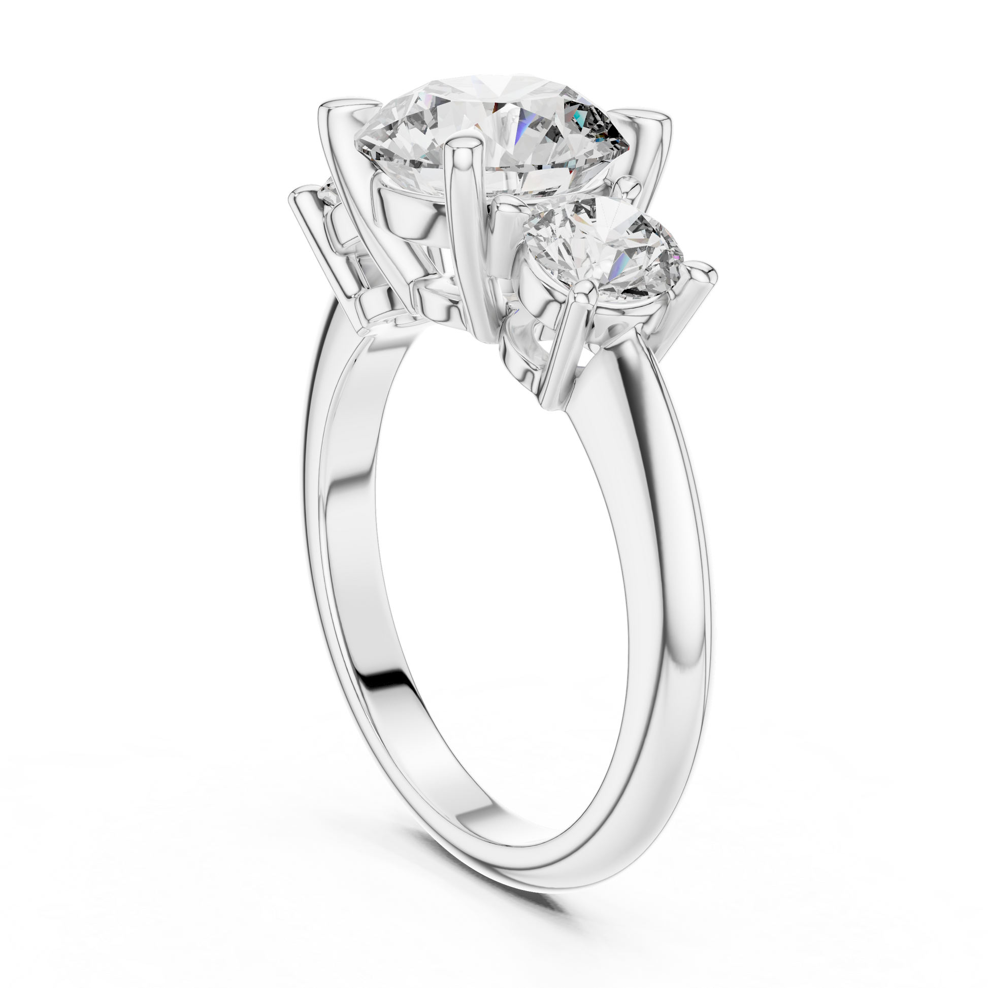 Trilogy Engagement Ring with Three Round-cut Lab Grown in Solid Rose Gold