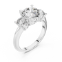 Trilogy Engagement Ring with Three Round-cut Moissanite in Sterling Silver