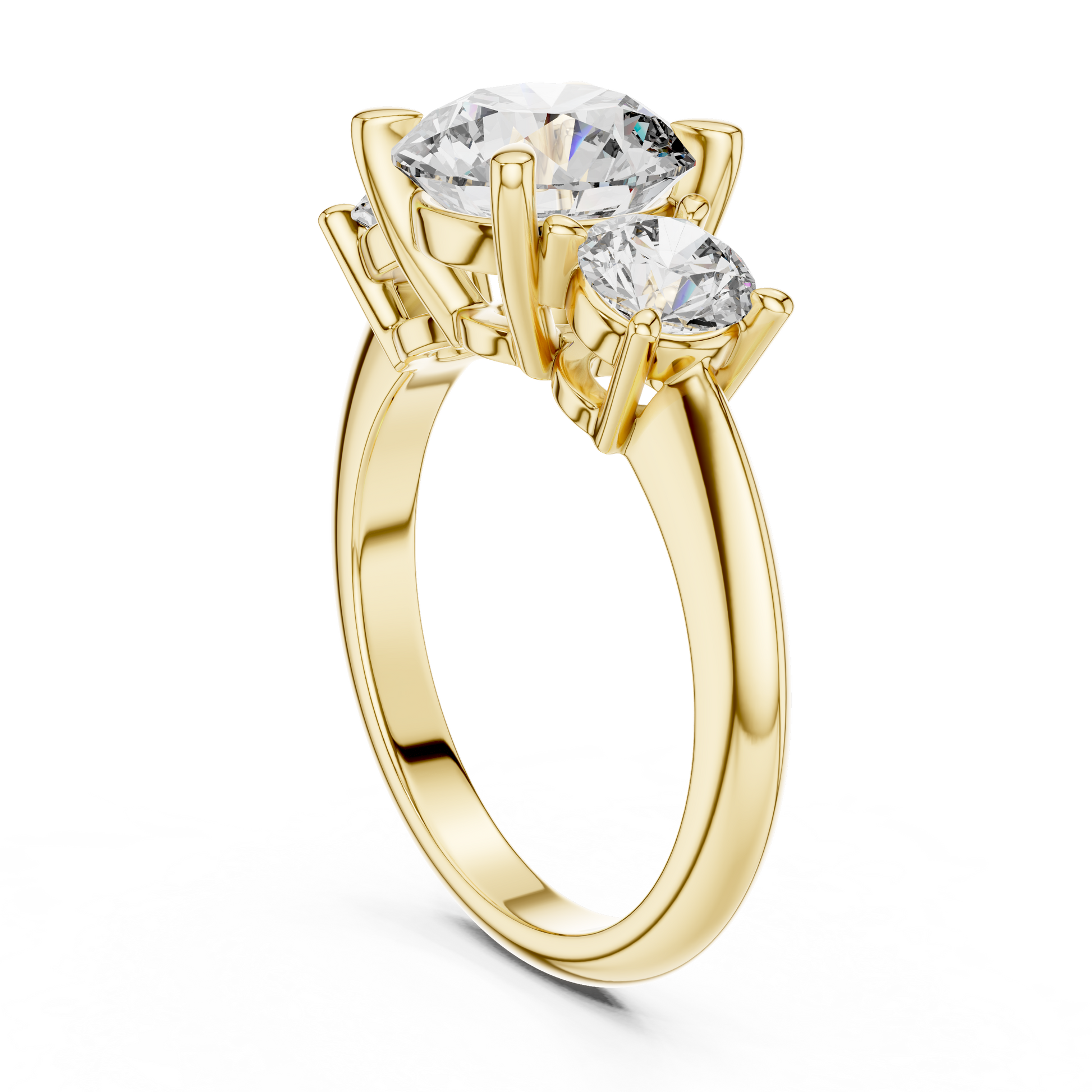 Trilogy Engagement Ring with Three Round-cut Lab Grown in Solid Rose Gold