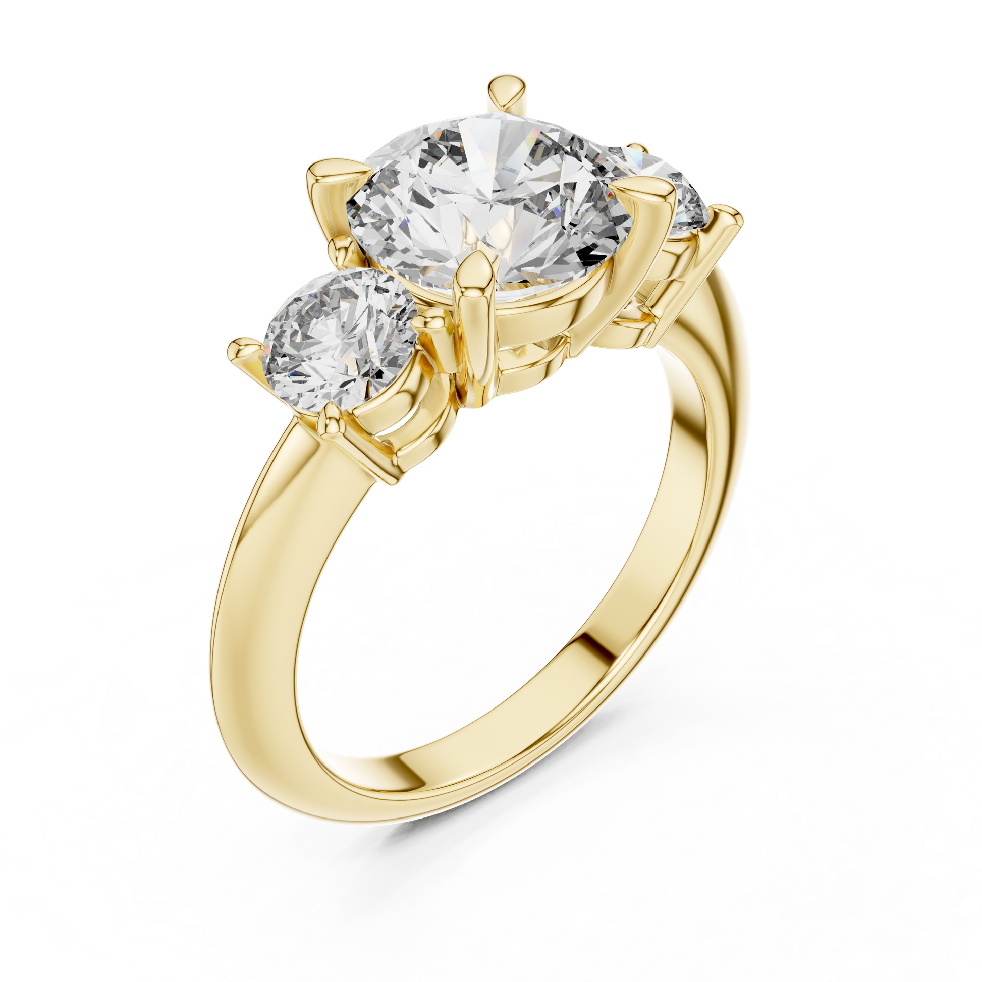 Trilogy Engagement Ring with Three Round-cut Lab Grown in Solid Rose Gold