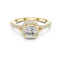 14kt Cushion-Cut Lab Grown Engagement Ring with Halo of Smaller Diamonds