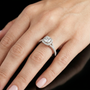 925 Sterling Silver Cushion-cut Moissanite Engagement Ring with Halo of Smaller Diamonds