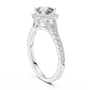 14kt White Gold Cushion-Cut Lab Grown Engagement Ring with Halo of Smaller Diamonds