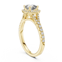 14kt Cushion-Cut Lab Grown Engagement Ring with Halo of Smaller Diamonds