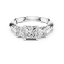 Three Stone Princess Cut Moissanite Trilogy Sterling Silver Engagement Ring