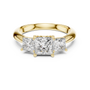 18kt Yellow Gold Three Stone Princess Cut Lab Grown Trilogy Engagement Ring