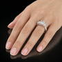 Three Stone Princess Cut Moissanite Trilogy Sterling Silver Engagement Ring