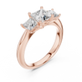18kt Solid Rose Gold Three Stone Princess Cut Lab Grown Trilogy Engagement Ring