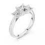 Three Stone Princess Cut Moissanite Trilogy Sterling Silver Engagement Ring