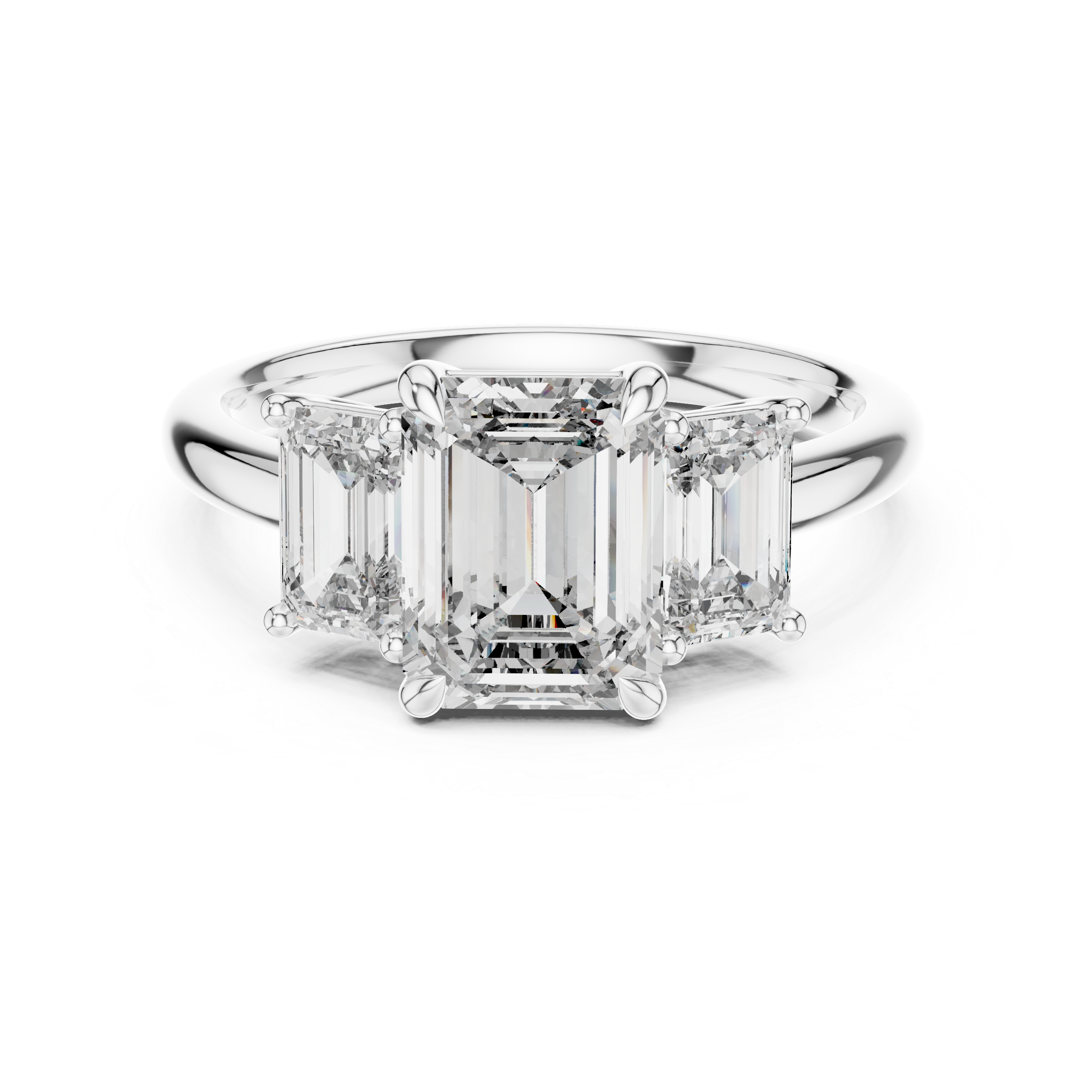 Emerald Cut Three-stone Moissanite Classic "past, present, and future" Engagement Ring