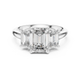3 TCW Emerald Cut Three-stone Lab Grown White Solid Gold Classic "past, present, and future" Engagement Ring