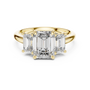 3 TCW Emerald Cut Three-stone Lab Grown Yellow Solid Gold Classic "past, present, and future" Engagement Ring