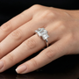 Emerald Cut Three-stone Moissanite Classic "past, present, and future" Engagement Ring