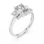 3 TCW Emerald Cut Three-stone Lab Grown White Solid Gold Classic "past, present, and future" Engagement Ring