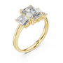 3 TCW Emerald Cut Three-stone Lab Grown Yellow Solid Gold Classic "past, present, and future" Engagement Ring