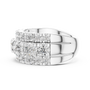 Triple-row Round-cut Moissanite Diamond Eternity Sterling Silver Statement Wedding Band