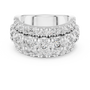 Triple-row Round-cut Moissanite Diamond Eternity Sterling Silver Statement Wedding Band