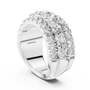 Triple-row Round-cut Moissanite Diamond Eternity Sterling Silver Statement Wedding Band