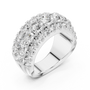 Triple-row Round-cut Moissanite Diamond Eternity Sterling Silver Statement Wedding Band