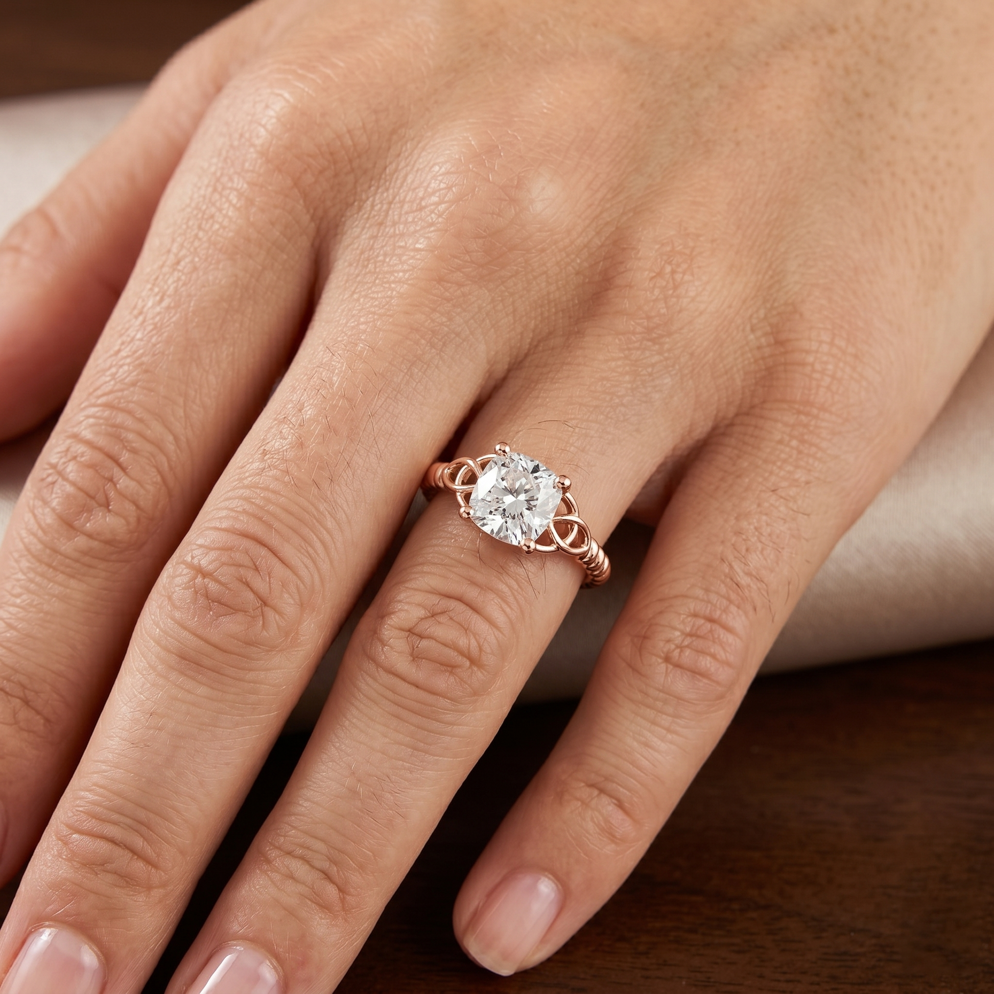 2.43 Carat Cushion Cut Moissanite Diamond Celtic Spark GRA Certified Engagement Ring