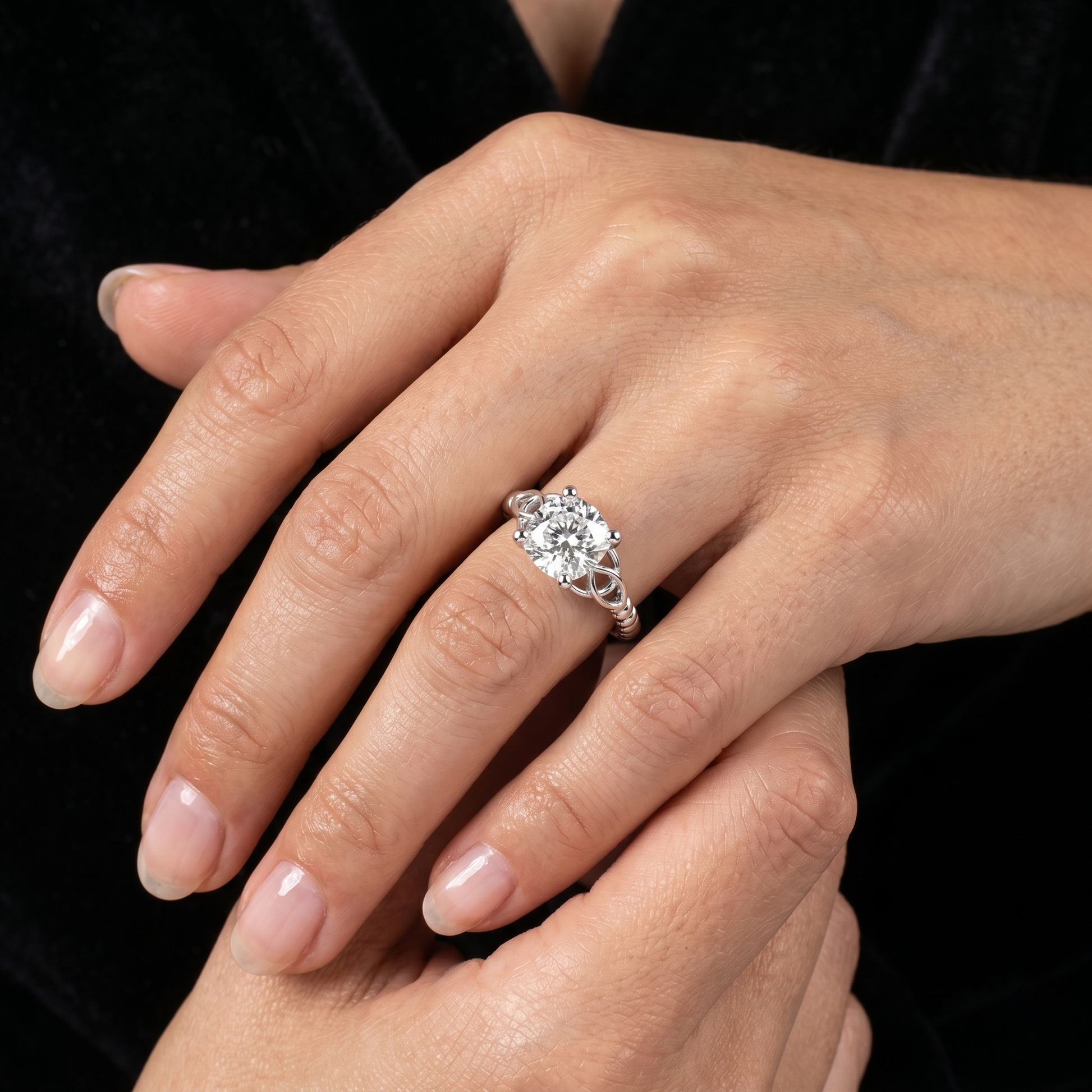 2.43 TCW Celtic-inspired Cushion-cut Lab Grown Diamond Braided-style Shank Engagement Ring