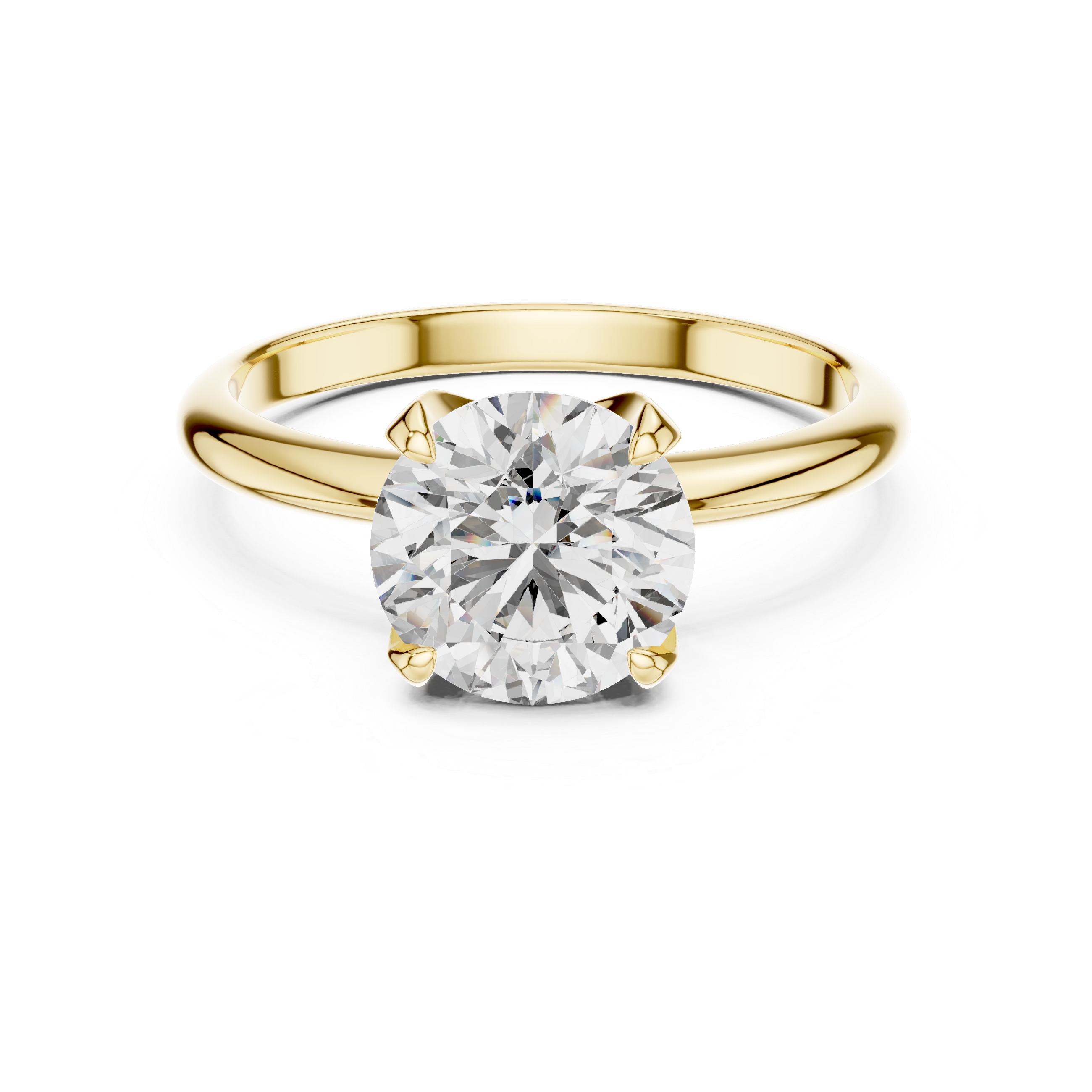 Yellow Gold Classic Solitaire Engagement Ring Featuring a 1.5 TCW Round-cut Lab Grown Diamond