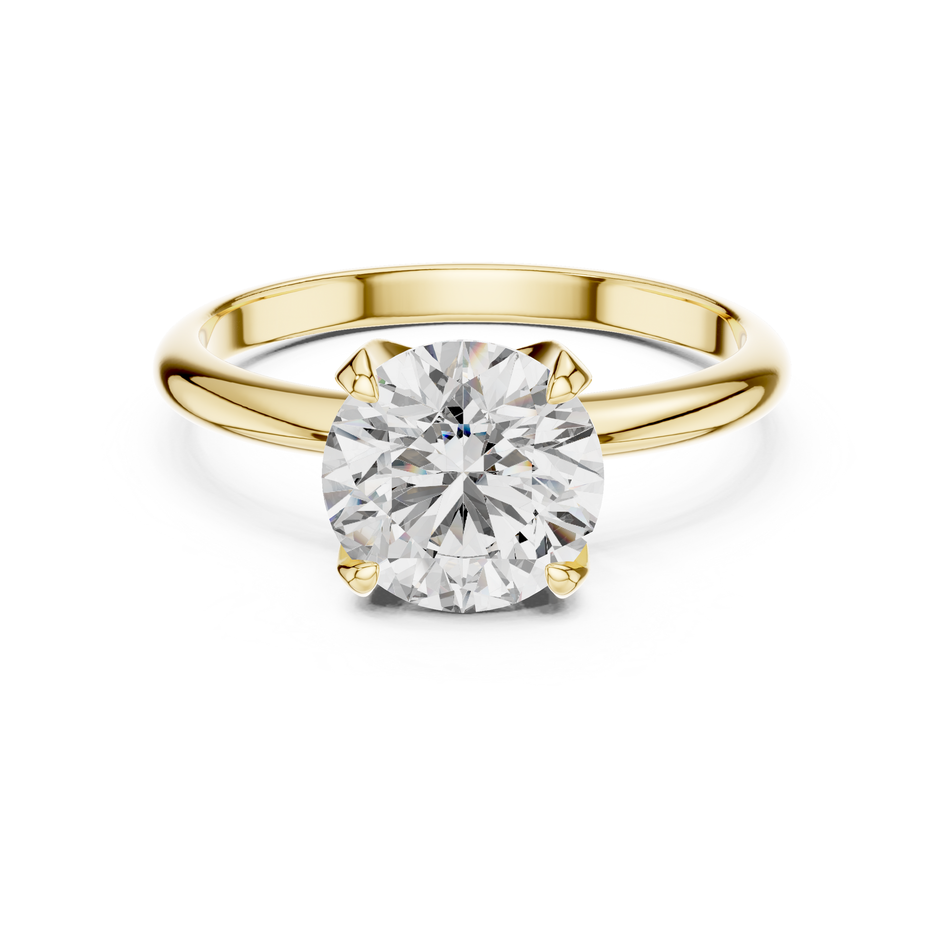 Yellow Gold Classic Solitaire Engagement Ring Featuring a 1.5 TCW Round-cut Lab Grown Diamond