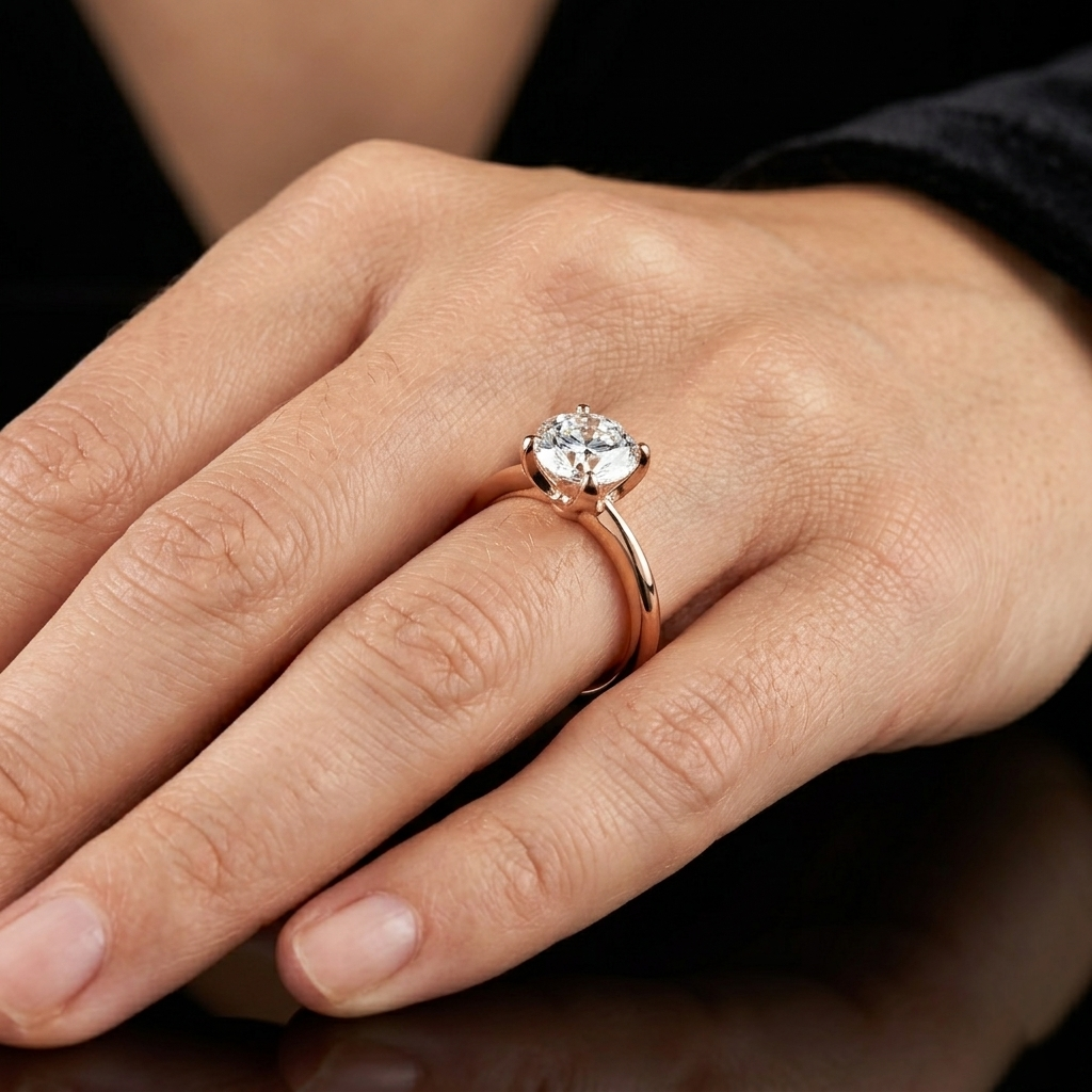 14k Solid Gold 1.5 Carat Round Cut Moissanite Diamond GRA Certified Engagement Ring