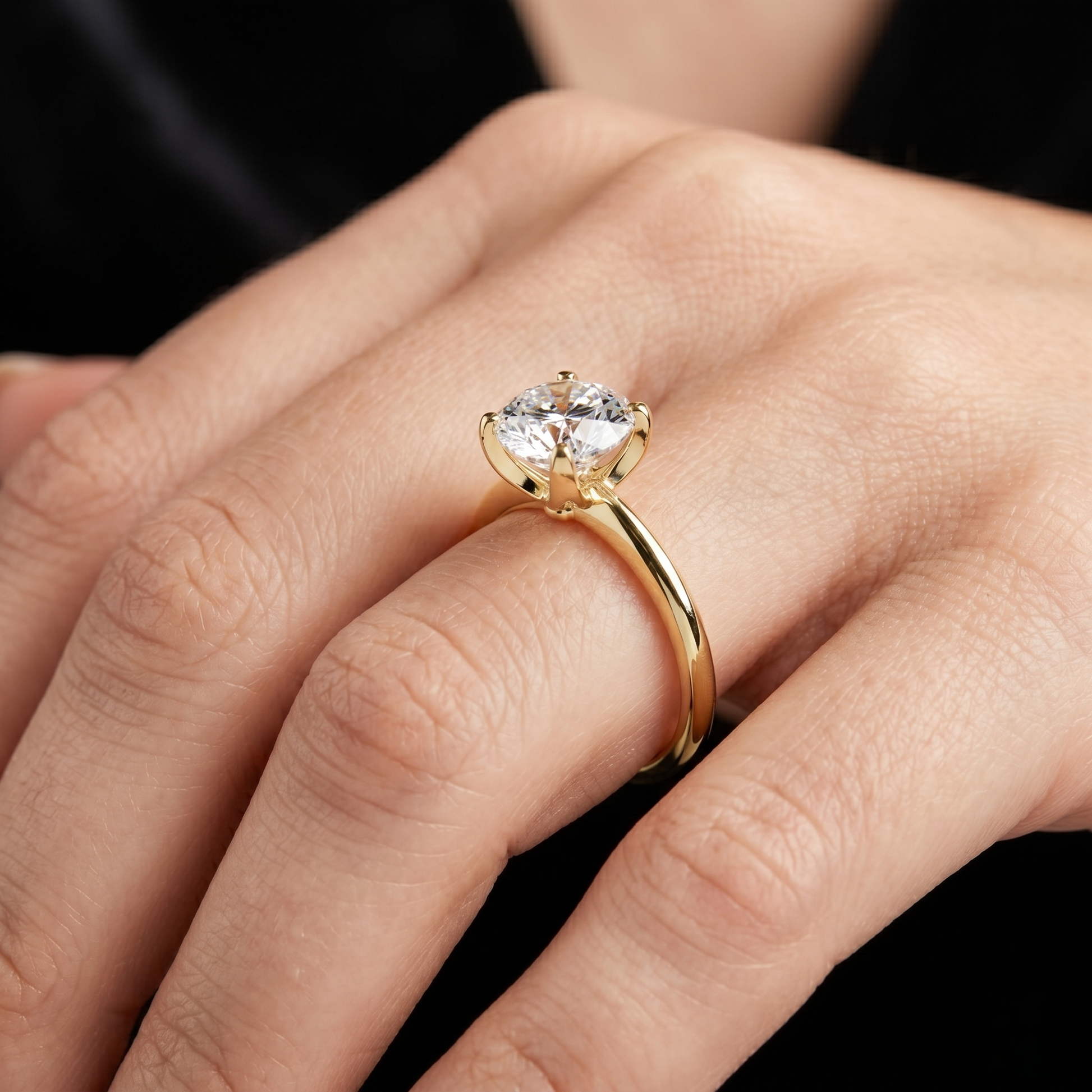 14k Solid Gold 1.5 Carat Round Cut Moissanite Diamond GRA Certified Engagement Ring