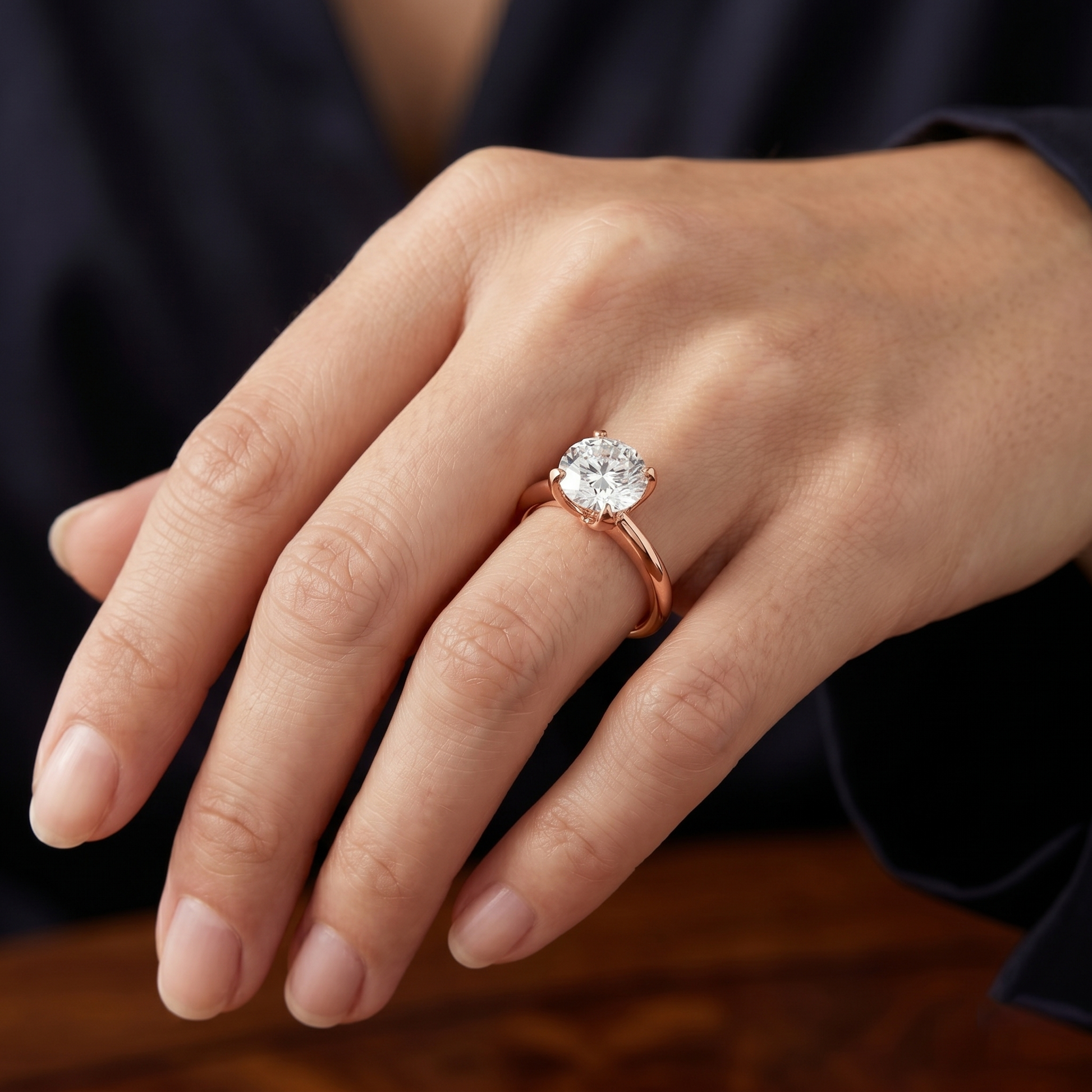Classic Solitaire Engagement Ring Featuring a 1.5 TCW Round-cut Lab Grown Diamond