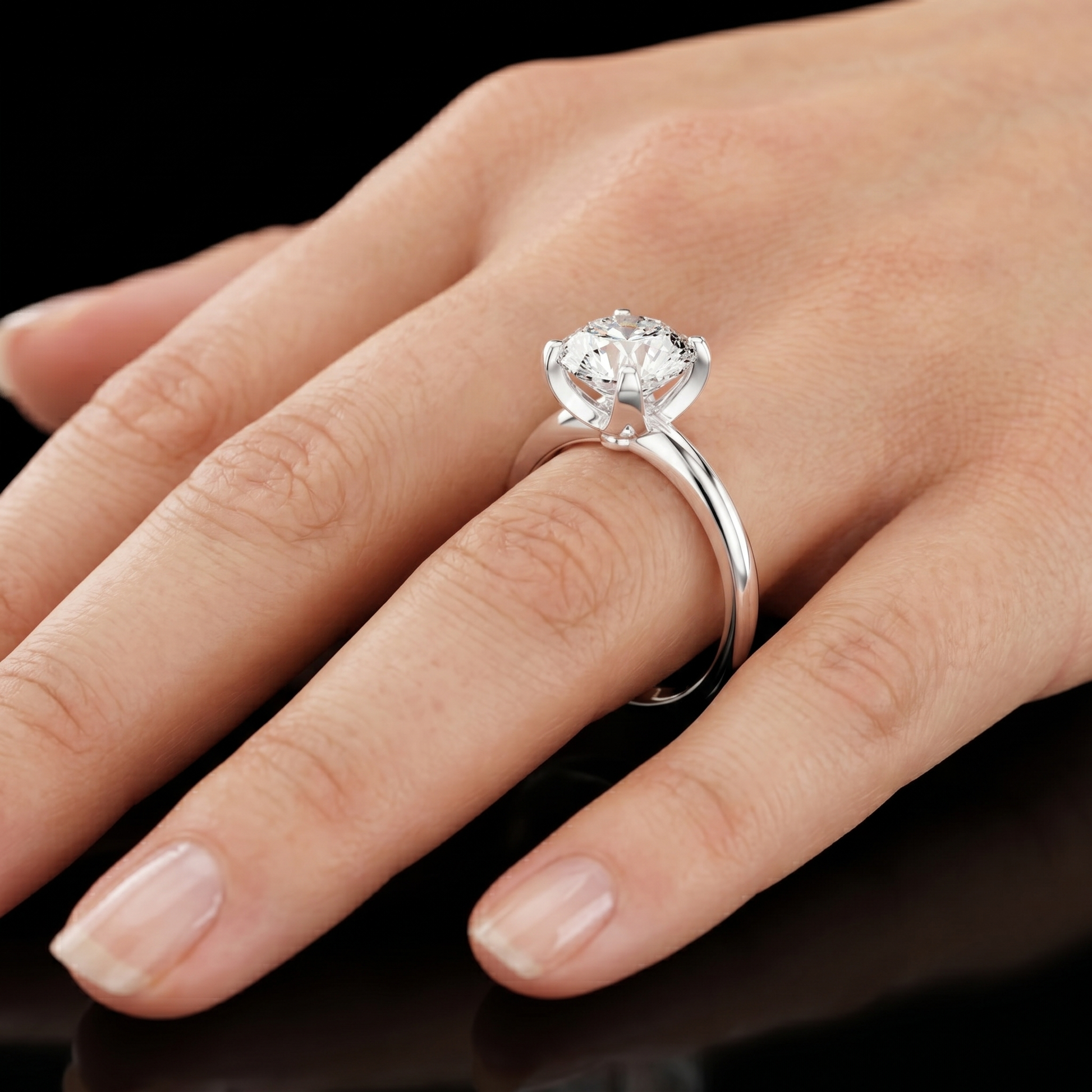 Classic Solitaire Engagement Ring Featuring a 1.5 TCW Round-cut Lab Grown Diamond
