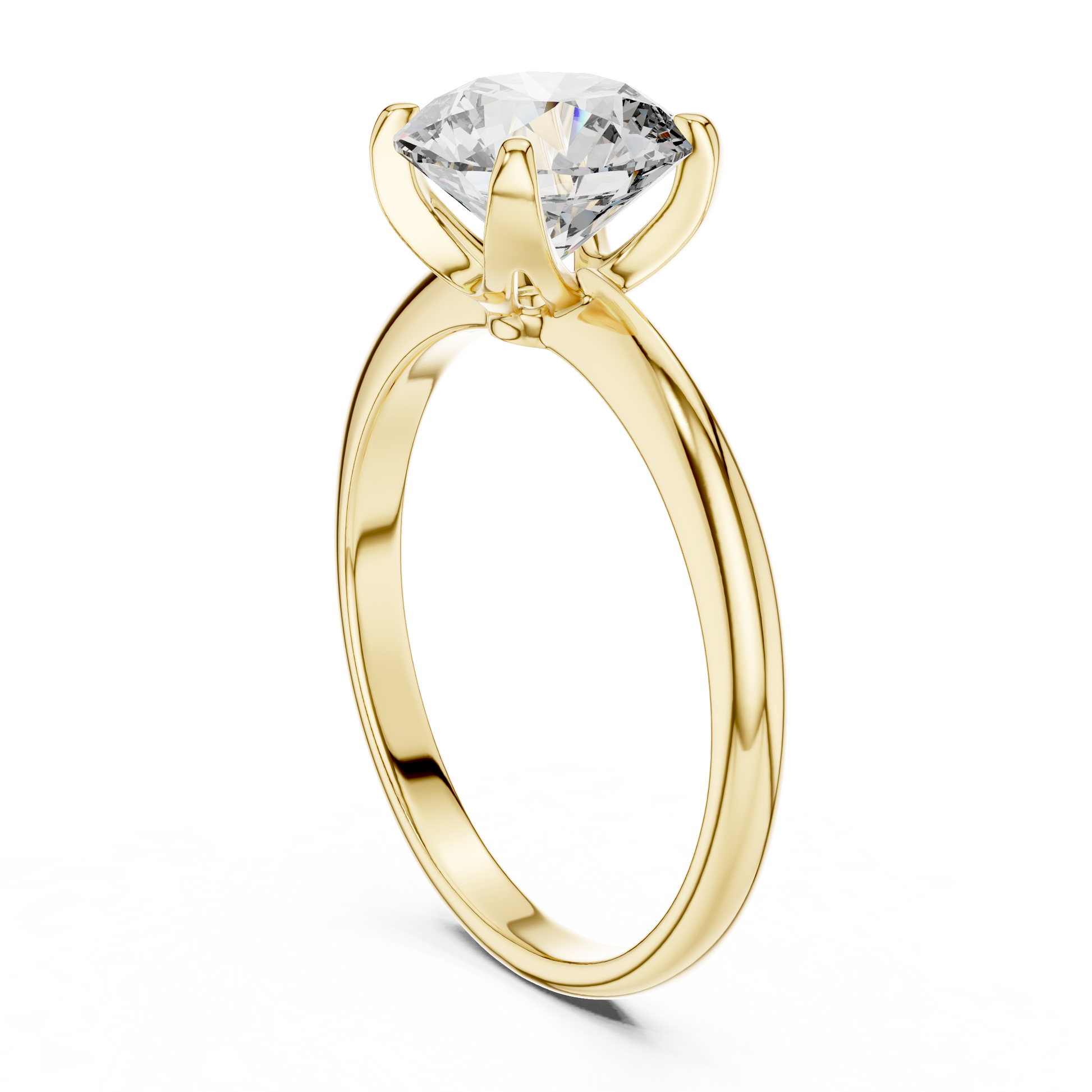 Yellow Gold Classic Solitaire Engagement Ring Featuring a 1.5 TCW Round-cut Lab Grown Diamond