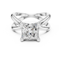 White Gold Intricate Criss-Cross Split Shank 3 TCW Princess Cut Lab Grown Diamond Solitaire Engagement Ring