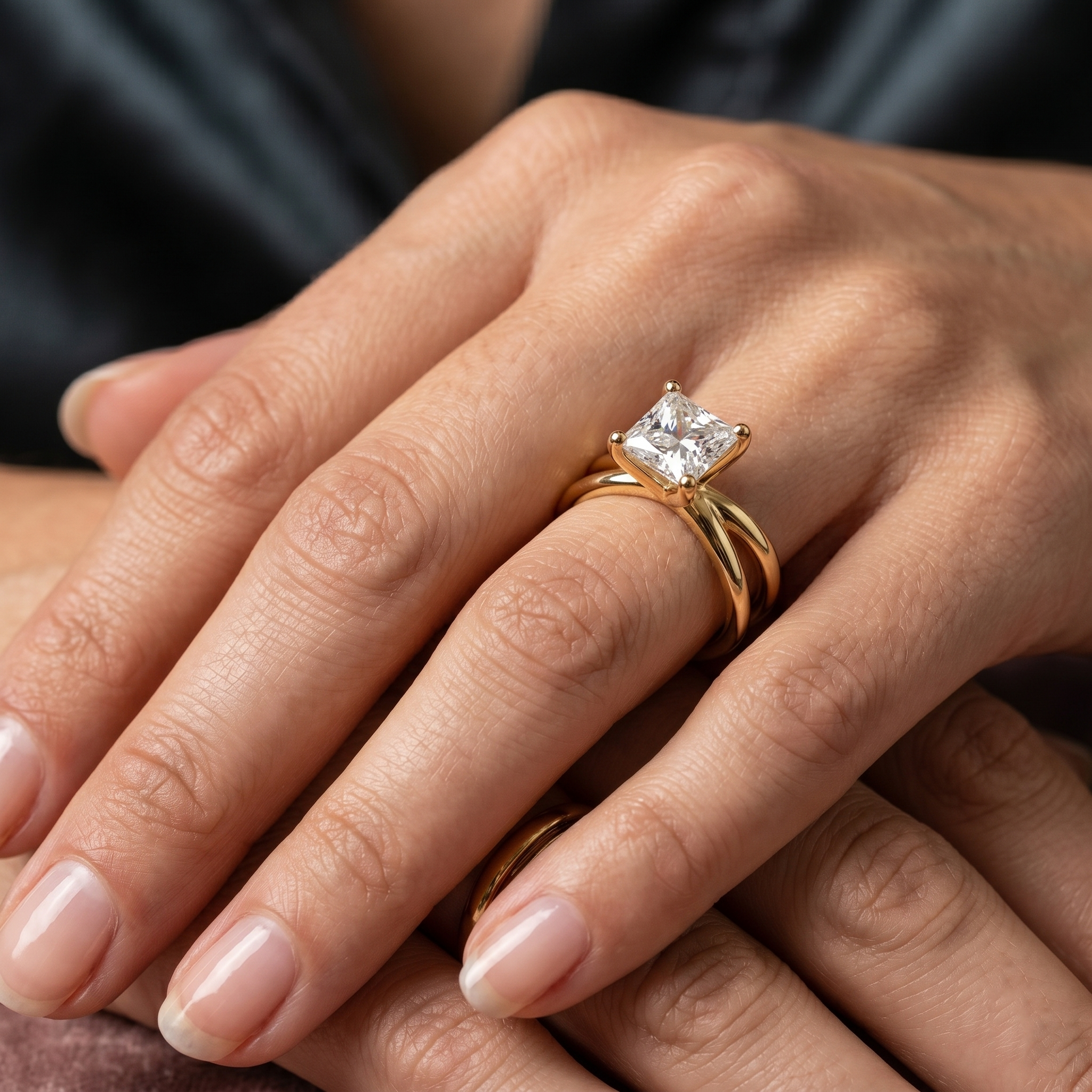 3 Carat Princess Cut Moissanite Diamond GRA Certified Infinity Crossroads of Love Ring