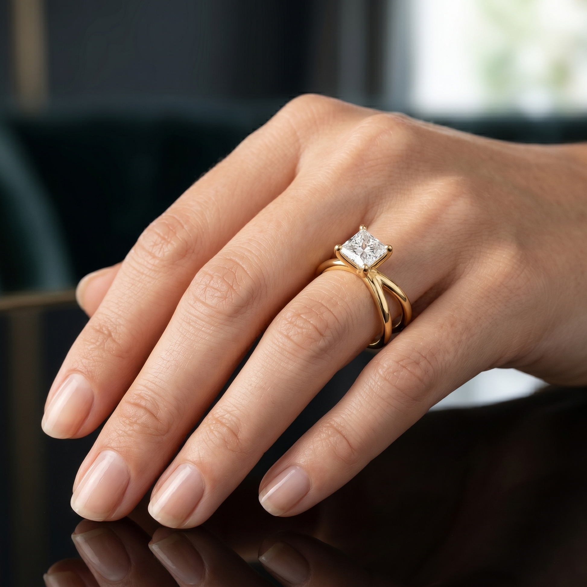 Intricate Criss-Cross Split Shank 3 TCW Princess Cut Lab Grown Diamond Solitaire Engagement Ring