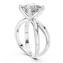 White Gold Intricate Criss-Cross Split Shank 3 TCW Princess Cut Lab Grown Diamond Solitaire Engagement Ring